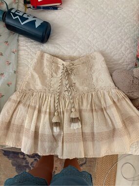 Chelsea & Violet Cream Tiered Tassel Skirt
